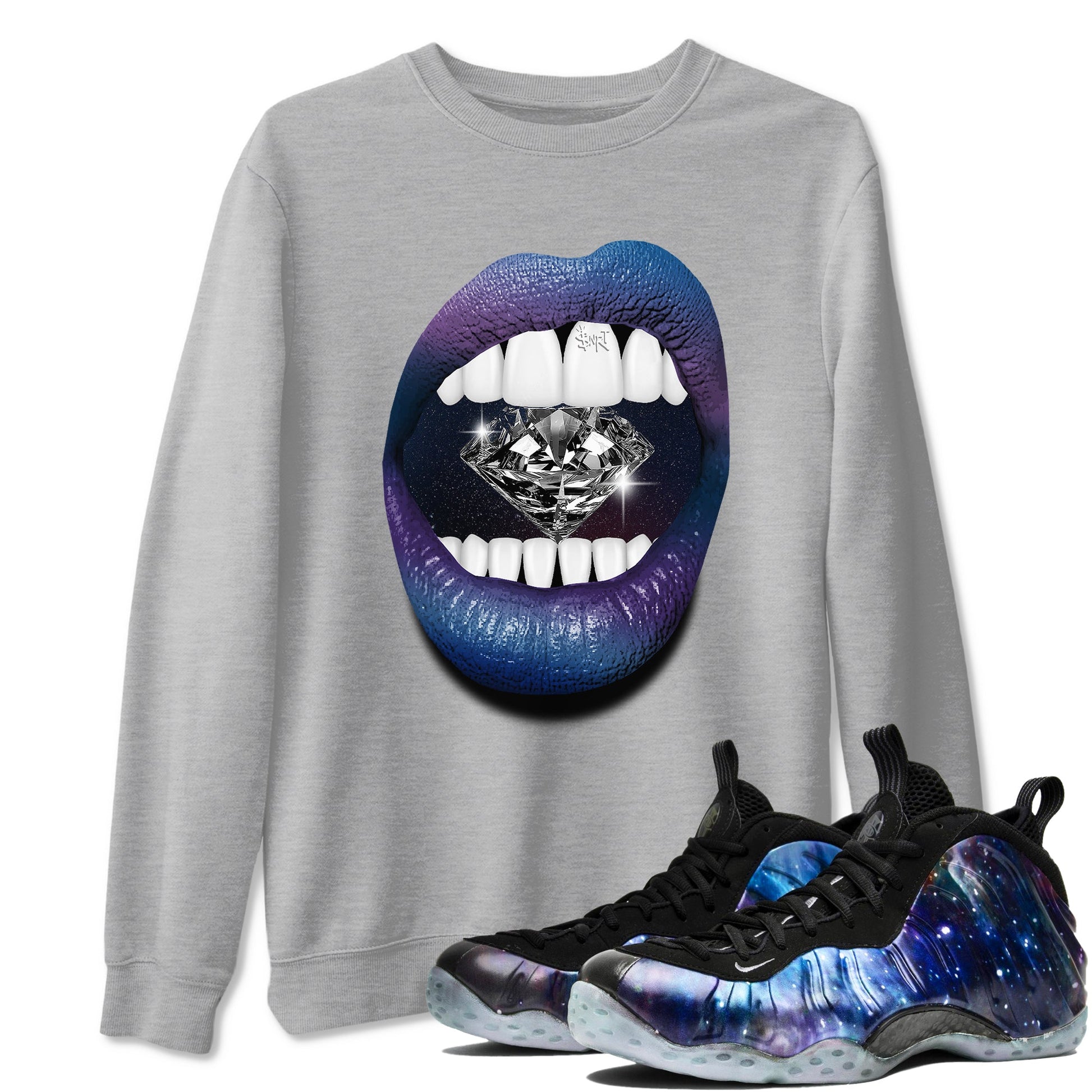 Air Foamposite One Galaxy Shirts To Match Jordans Lips Diamond Sneaker Shirts Air Foamposite 1 Galaxy SNRT Sneaker Release Tees Unisex Cotton Crew Neck Heather Grey 1 crew neck shirts
