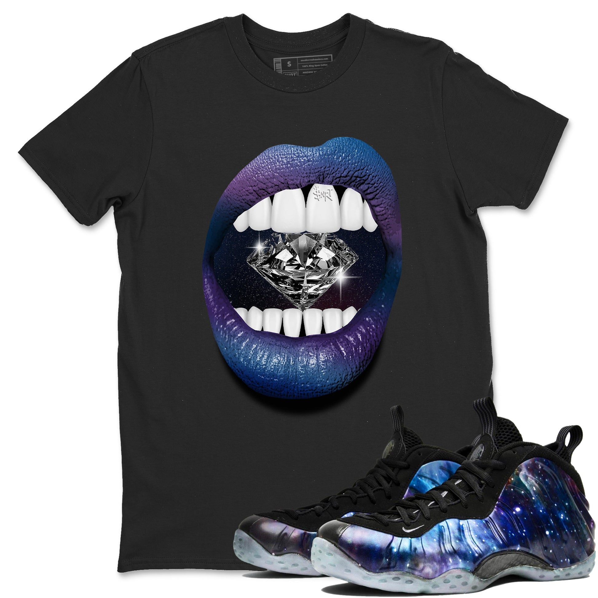 Air Foamposite One Galaxy Shirts To Match Jordans Lips Diamond Sneaker Shirts Air Foamposite 1 Galaxy SNRT Sneaker Release Tees Unisex Cotton Crew Neck Black 1 crew neck shirts