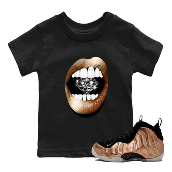 Foams One Metallic Copper shirts to match jordans Lips Diamond sneaker match tees Air Foamposite One Metallic Copper match shoes to clothes SNRT Sneaker Tees Youth Baby Black 1 tee