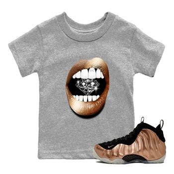 Foams One Metallic Copper shirts to match jordans Lips Diamond sneaker match tees Air Foamposite One Metallic Copper match shoes to clothes SNRT Sneaker Tees Youth Baby Heather Grey 1 tee