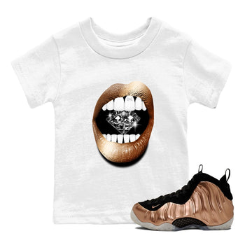 Foams One Metallic Copper shirts to match jordans Lips Diamond sneaker match tees Air Foamposite One Metallic Copper match shoes to clothes SNRT Sneaker Tees Youth Baby White 1 tee