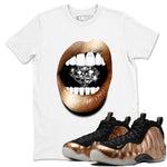 Foams One Metallic Copper shirts to match jordans Lips Diamond sneaker match tees Air Foamposite One Metallic Copper match shoes to clothes SNRT Sneaker Tees unisex cotton White 1 shirts