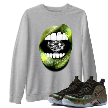 Best Christmas gifts for sneakerheads - Sneaker Tees To Match Air Foamposite One Pine Green Sneakers – Lips Diamond Tee Heather Grey 1