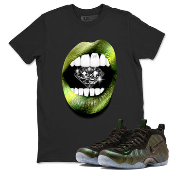 Best Christmas gifts for sneakerheads - Sneaker Tees To Match Air Foamposite One Pine Green Sneakers – Lips Diamond Tee Black 1