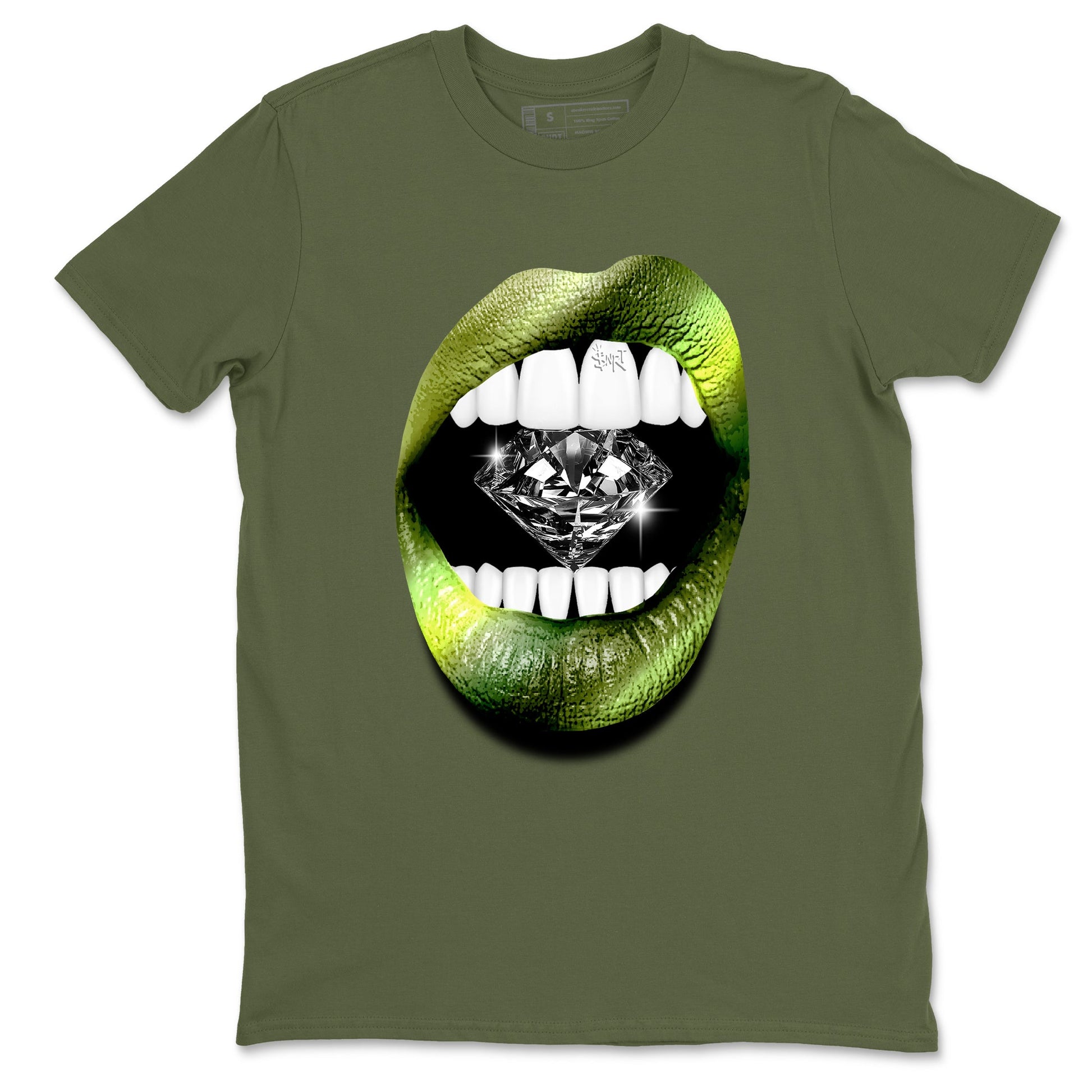 Best Christmas gifts for sneakerheads - Sneaker Tees To Match Air Foamposite One Pine Green Sneakers – Lips Diamond Tee Military Green 2