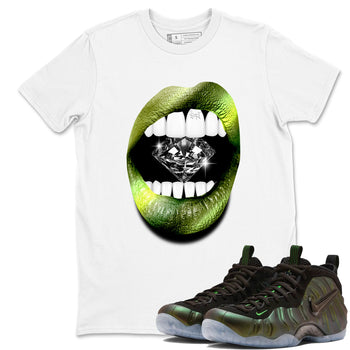 Best Christmas gifts for sneakerheads - Sneaker Tees To Match Air Foamposite One Pine Green Sneakers – Lips Diamond Tee White 1