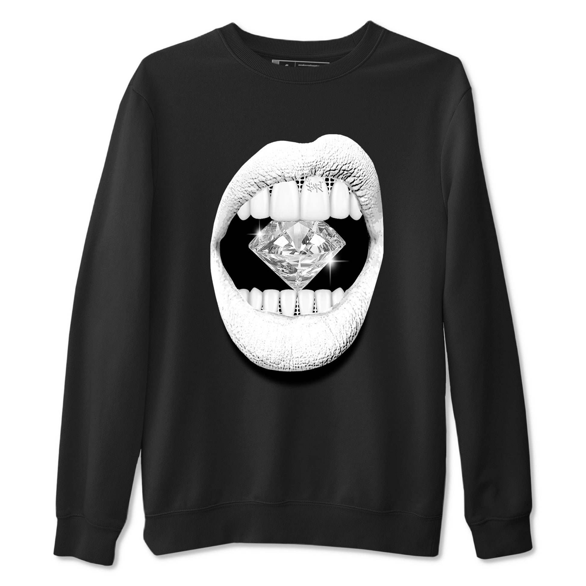 Lips Diamond sneaker match t-shirt styled to complete your fit with the Air Foamposite One Triple White sneakers, graphic shirts in Black 2.