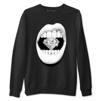 Lips Diamond sneaker match t-shirt styled to complete your fit with the Air Foamposite One Triple White sneakers, graphic shirts in Black 2.
