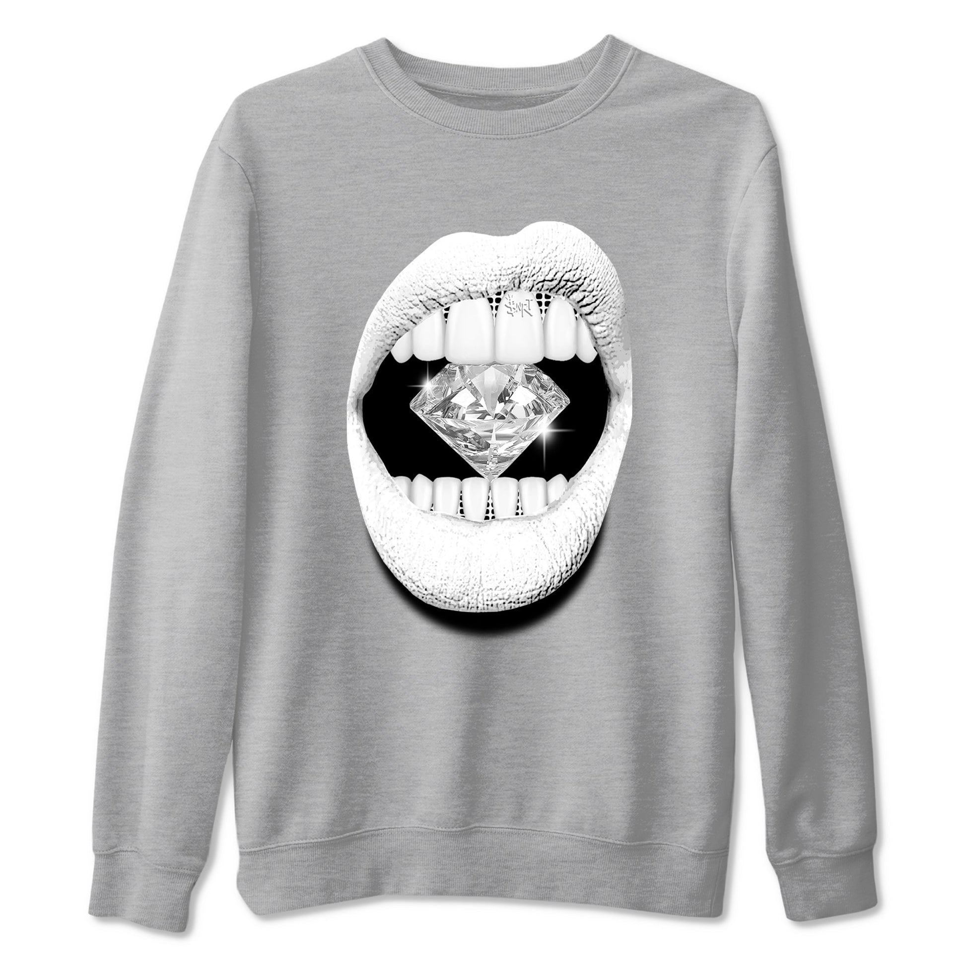 Lips Diamond sneaker match t-shirt styled to complete your fit with the Air Foamposite One Triple White sneakers, graphic shirts in Heather Grey 2.