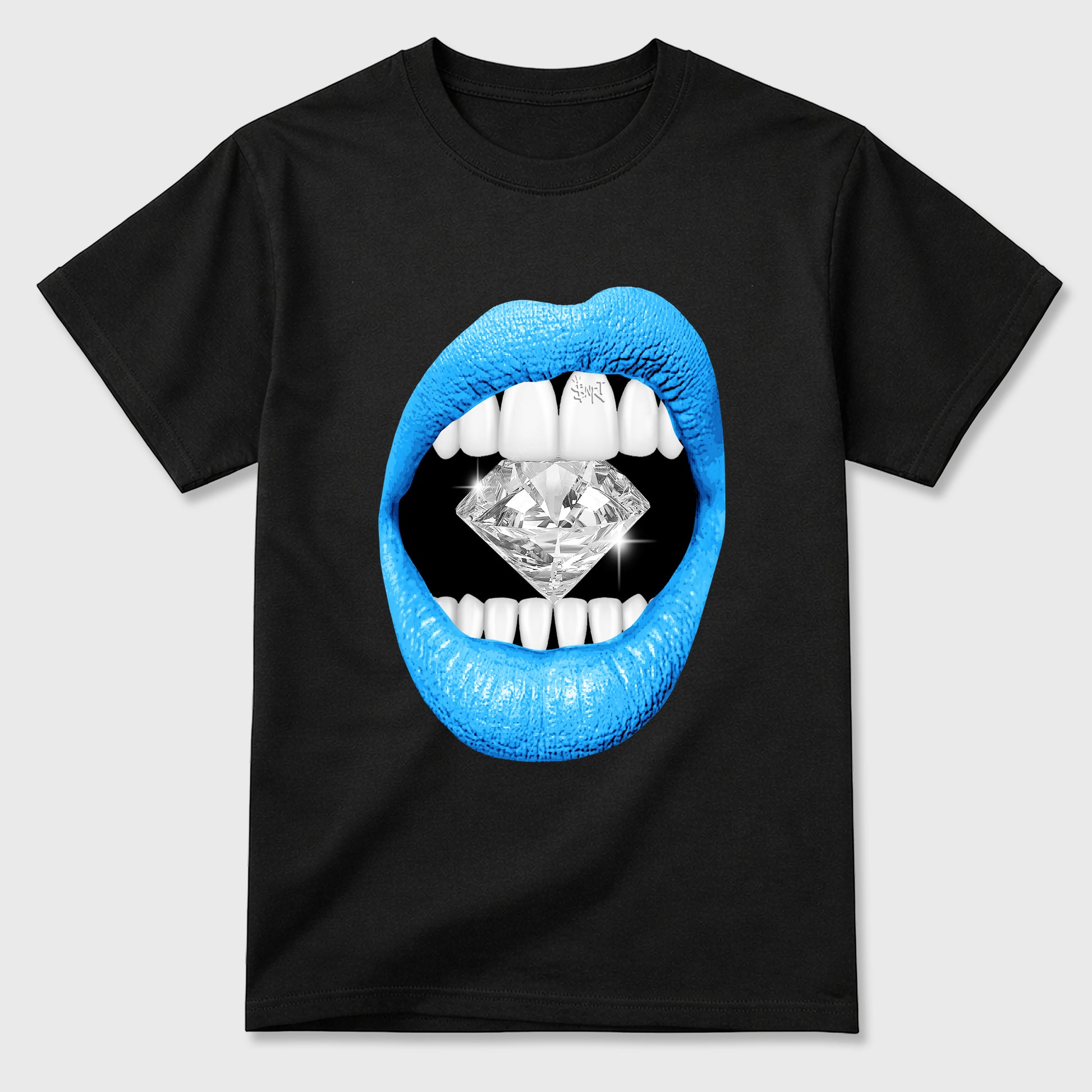 Best Sneakerfit Graphic Tee. Graphic Outfits. Sneaker Tees To Match Air Foamposite Pro University Blue Sneakers – Lips Diamond Tee Black 2