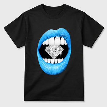 Best Sneakerfit Graphic Tee. Graphic Outfits. Sneaker Tees To Match Air Foamposite Pro University Blue Sneakers – Lips Diamond Tee Black 2