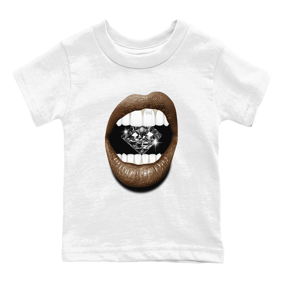 1s Mocha shirts to match jordans Lips Diamond sneaker match tees Air Jordan 1 Mocha SNRT Sneaker Release Tees Youth Baby White 2 crew neck shirts
