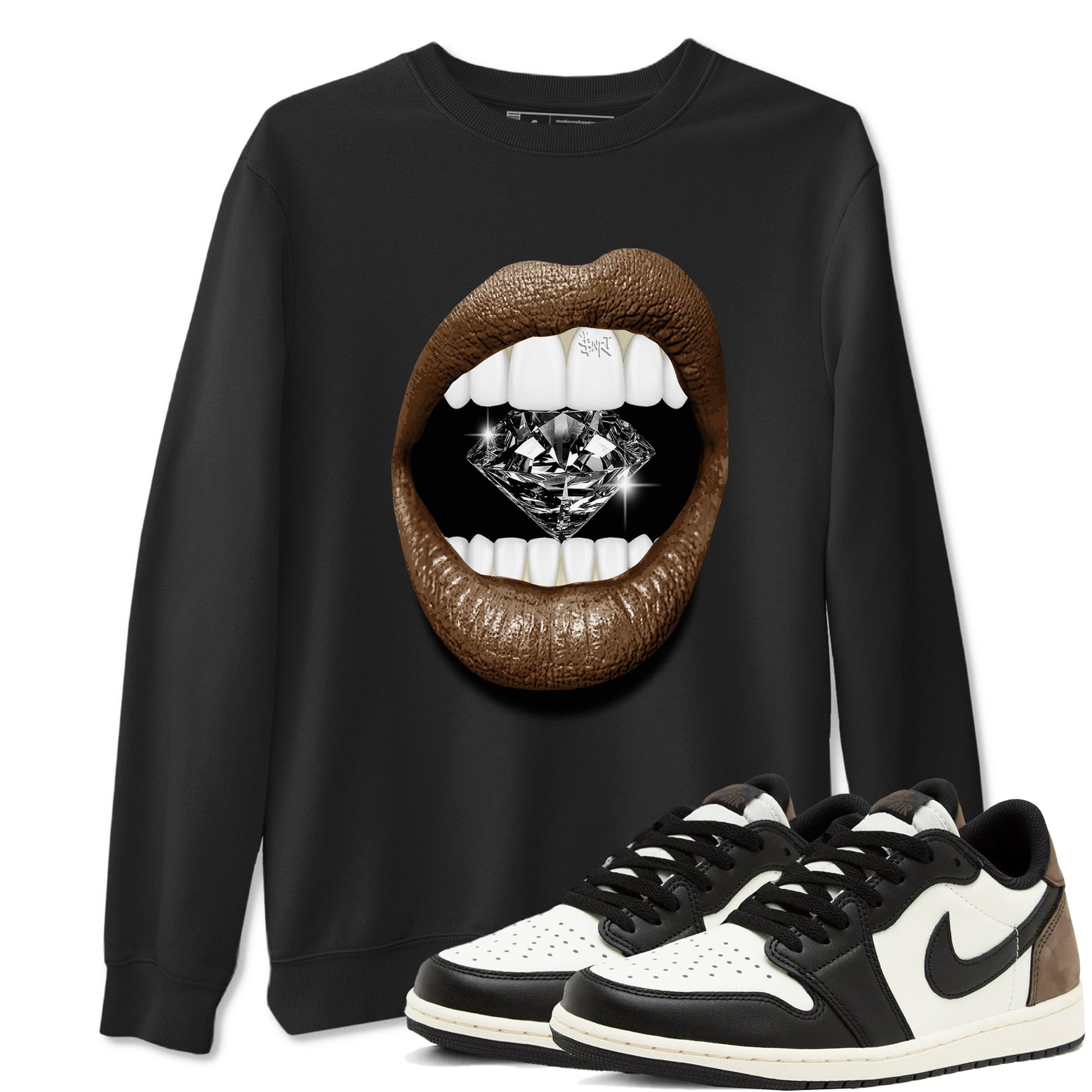 1s Mocha shirts to match jordans Lips Diamond sneaker match tees Air Jordan 1 Mocha SNRT Sneaker Release Tees unisex cotton Black 1 crew neck shirts