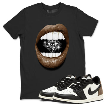 1s Mocha shirts to match jordans Lips Diamond sneaker match tees Air Jordan 1 Mocha SNRT Sneaker Release Tees unisex cotton Black 1 crew neck shirts