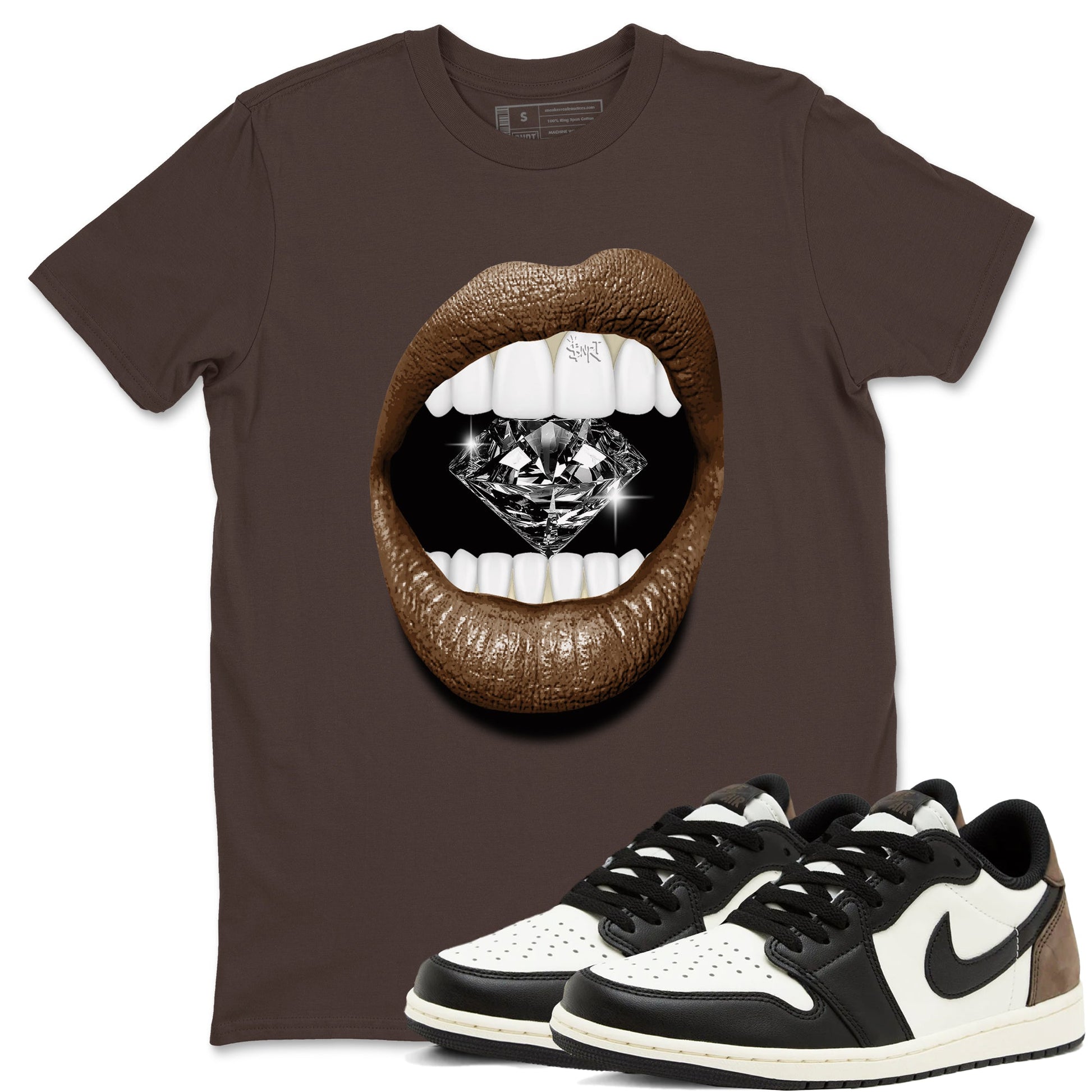 1s Mocha shirts to match jordans Lips Diamond sneaker match tees Air Jordan 1 Mocha SNRT Sneaker Release Tees unisex cotton Dark Chocolate 1 crew neck shirts