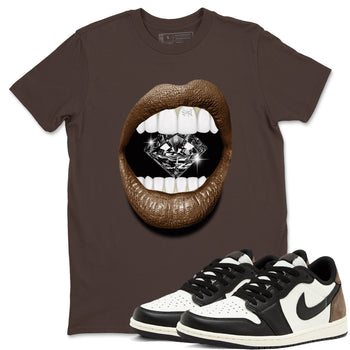 1s Mocha shirts to match jordans Lips Diamond sneaker match tees Air Jordan 1 Mocha SNRT Sneaker Release Tees unisex cotton Dark Chocolate 1 crew neck shirts
