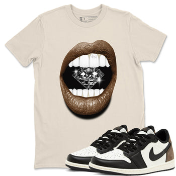 1s Mocha shirts to match jordans Lips Diamond sneaker match tees Air Jordan 1 Mocha SNRT Sneaker Release Tees unisex cotton Natural 1 crew neck shirts