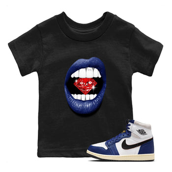 1s Rare Air shirts to match jordans Lips Diamond sneaker match tees Air Jordan 1 High OG Rare Air Deep Royal Blue match shoes to clothes SNRT Sneaker Tees Youth Baby Black 1 tee