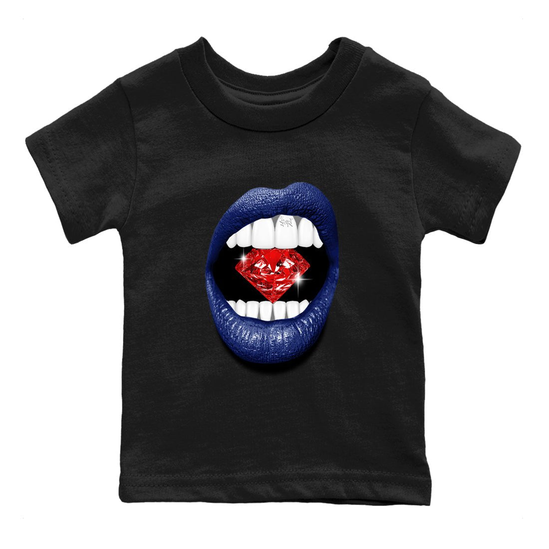 1s Rare Air shirts to match jordans Lips Diamond sneaker match tees Air Jordan 1 High OG Rare Air Deep Royal Blue match shoes to clothes SNRT Sneaker Tees Youth Baby Black 2 tee