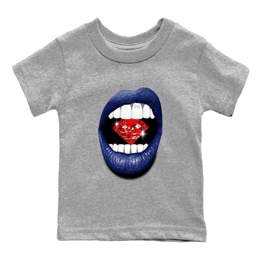 1s Rare Air shirts to match jordans Lips Diamond sneaker match tees Air Jordan 1 High OG Rare Air Deep Royal Blue match shoes to clothes SNRT Sneaker Tees Youth Baby Heather Grey 2 tee