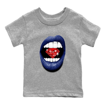 1s Rare Air shirts to match jordans Lips Diamond sneaker match tees Air Jordan 1 High OG Rare Air Deep Royal Blue match shoes to clothes SNRT Sneaker Tees Youth Baby Heather Grey 2 tee