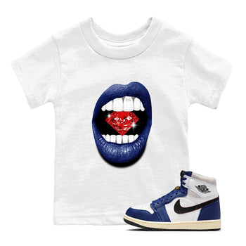 1s Rare Air shirts to match jordans Lips Diamond sneaker match tees Air Jordan 1 High OG Rare Air Deep Royal Blue match shoes to clothes SNRT Sneaker Tees Youth Baby White 1 tee