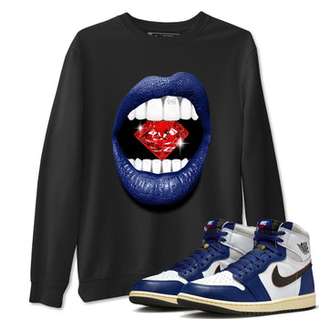 1s Rare Air shirts to match jordans Lips Diamond sneaker match tees Air Jordan 1 High OG Rare Air Deep Royal Blue match shoes to clothes SNRT Sneaker Tees unisex cotton Black 1 shirts