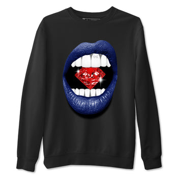 1s Rare Air shirts to match jordans Lips Diamond sneaker match tees Air Jordan 1 High OG Rare Air Deep Royal Blue match shoes to clothes SNRT Sneaker Tees unisex cotton Black 2 shirts