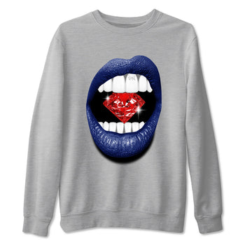 1s Rare Air shirts to match jordans Lips Diamond sneaker match tees Air Jordan 1 High OG Rare Air Deep Royal Blue match shoes to clothes SNRT Sneaker Tees unisex cotton Heather Grey 2 shirts