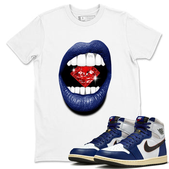 1s Rare Air shirts to match jordans Lips Diamond sneaker match tees Air Jordan 1 High OG Rare Air Deep Royal Blue match shoes to clothes SNRT Sneaker Tees unisex cotton White 1 shirts