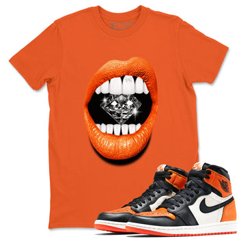 Sneaker match tees – Streetwear Graphic Tees Air Jordan 1 Shattered Backboard Sneakers – Lips Diamond Graphic Tee Orange 1