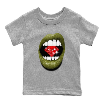 Jordan 1 Olive t shirts to match sneakers Lips Diamond sneaker match tees Air Jordan 1 Low x Travis Scott Reverse Olive tee SNRT Sneaker Tees Youth Baby Heather Grey 2 tee