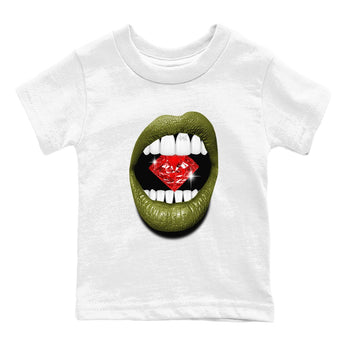 Jordan 1 Olive t shirts to match sneakers Lips Diamond sneaker match tees Air Jordan 1 Low x Travis Scott Reverse Olive tee SNRT Sneaker Tees Youth Baby White 2 tee