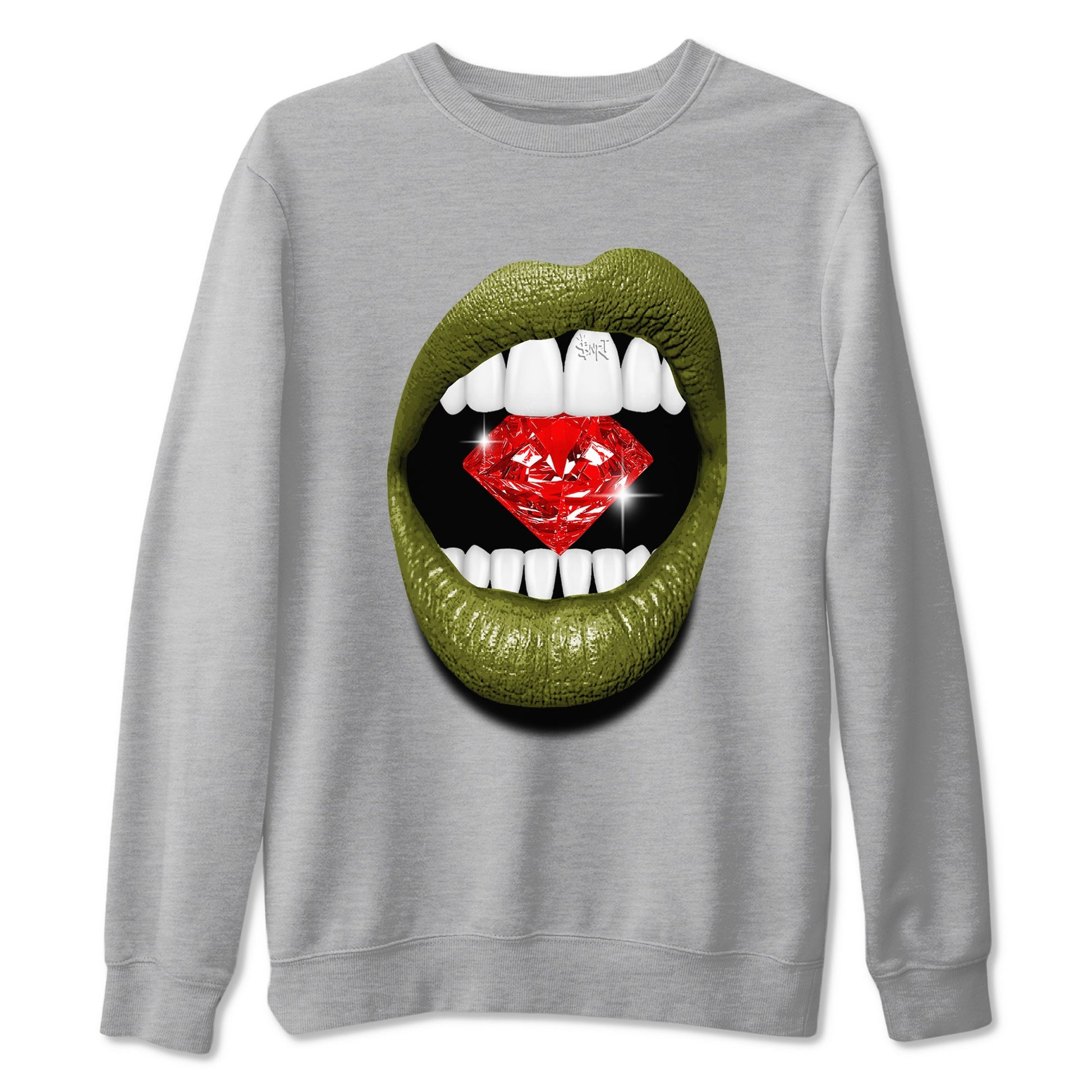 Jordan 1 Olive t shirts to match sneakers Lips Diamond sneaker match tees Air Jordan 1 Low x Travis Scott Reverse Olive tee SNRT Sneaker Tees unisex cotton Heather Grey 2 shirts