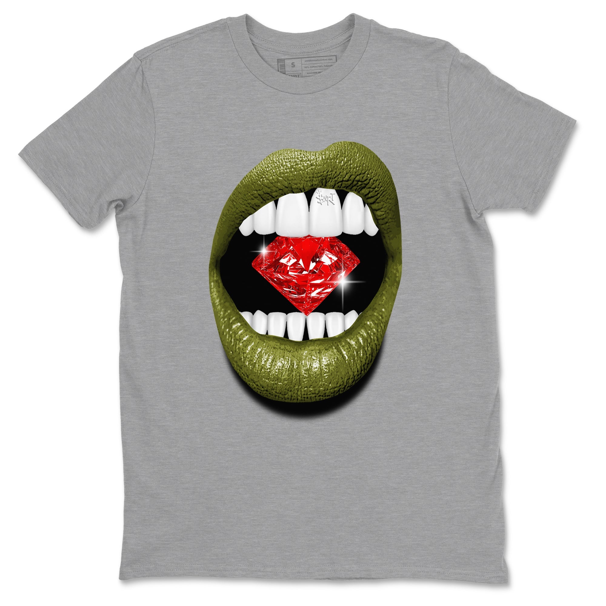Jordan 1 Olive t shirts to match sneakers Lips Diamond sneaker match tees Air Jordan 1 Low x Travis Scott Reverse Olive tee SNRT Sneaker Tees unisex cotton Heather Grey 2 shirts