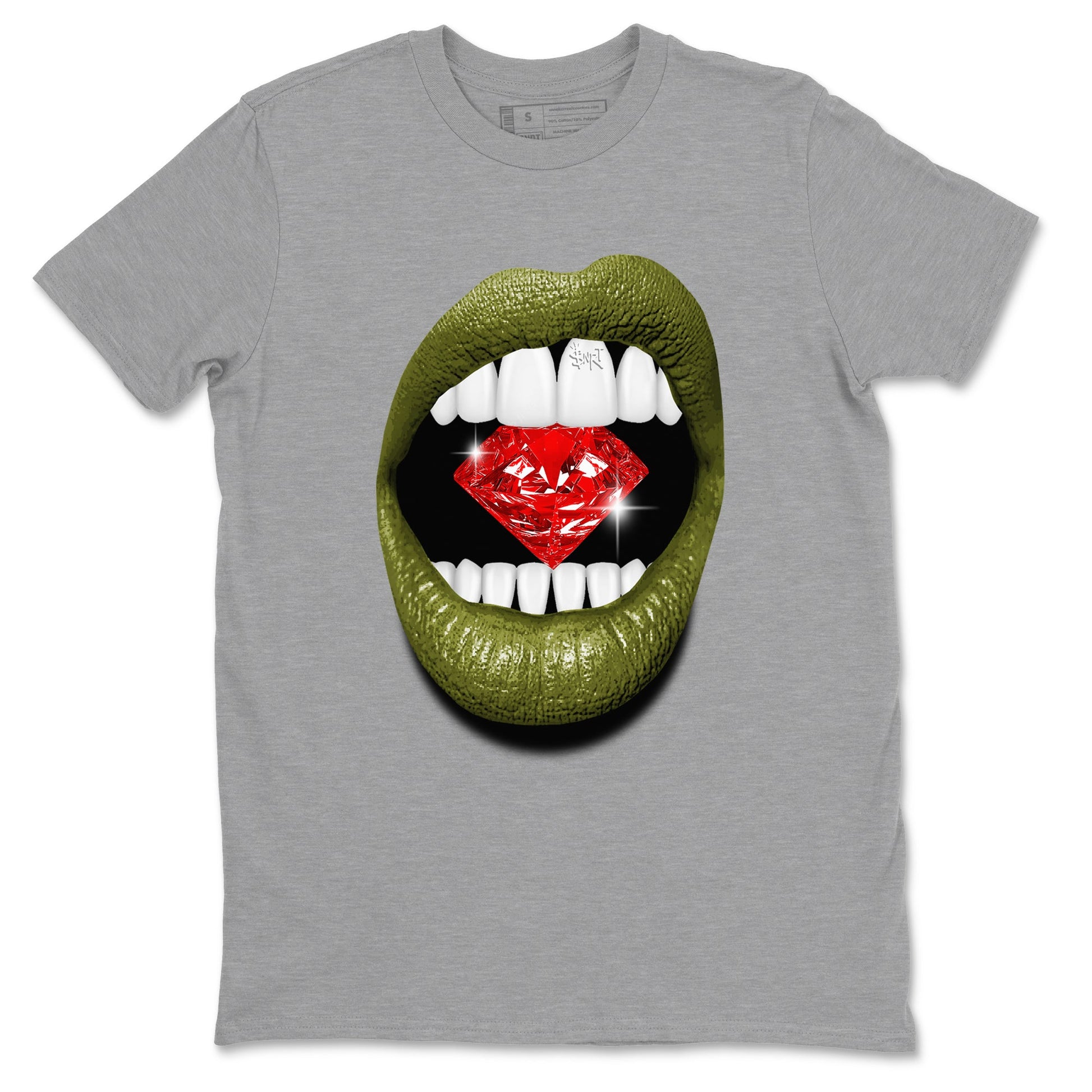 Jordan 1 Olive t shirts to match sneakers Lips Diamond sneaker match tees Air Jordan 1 Low x Travis Scott Reverse Olive tee SNRT Sneaker Tees unisex cotton Heather Grey 2 shirts
