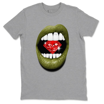 Jordan 1 Olive t shirts to match sneakers Lips Diamond sneaker match tees Air Jordan 1 Low x Travis Scott Reverse Olive tee SNRT Sneaker Tees unisex cotton Heather Grey 2 shirts