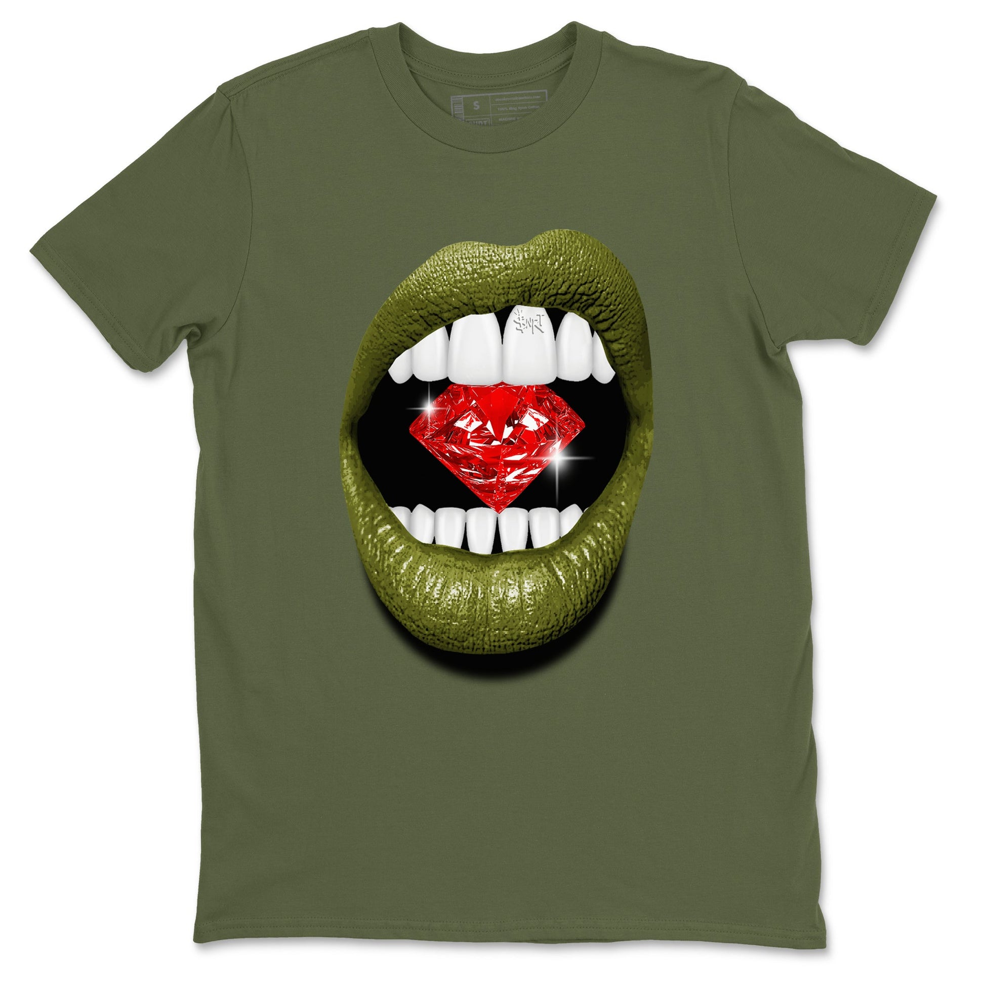 Jordan 1 Olive t shirts to match sneakers Lips Diamond sneaker match tees Air Jordan 1 Low x Travis Scott Reverse Olive tee SNRT Sneaker Tees unisex cotton Military Green 2 shirts