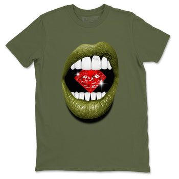Jordan 1 Olive t shirts to match sneakers Lips Diamond sneaker match tees Air Jordan 1 Low x Travis Scott Reverse Olive tee SNRT Sneaker Tees unisex cotton Military Green 2 shirts