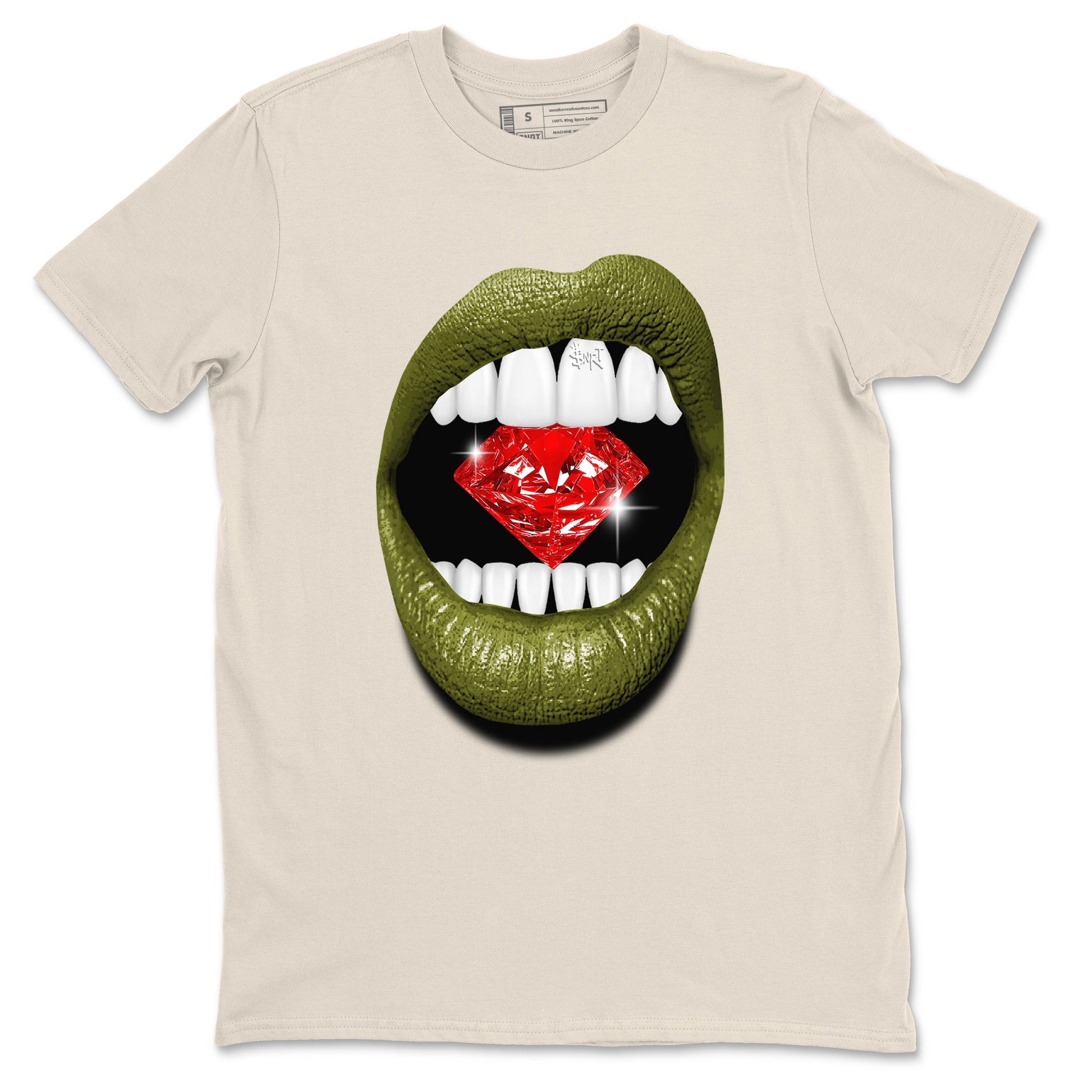 Jordan 1 Olive t shirts to match sneakers Lips Diamond sneaker match tees Air Jordan 1 Low x Travis Scott Reverse Olive tee SNRT Sneaker Tees unisex cotton Natural 2 shirts