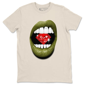 Jordan 1 Olive t shirts to match sneakers Lips Diamond sneaker match tees Air Jordan 1 Low x Travis Scott Reverse Olive tee SNRT Sneaker Tees unisex cotton Natural 2 shirts