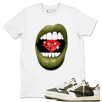 Jordan 1 Olive t shirts to match sneakers Lips Diamond sneaker match tees Air Jordan 1 Low x Travis Scott Reverse Olive tee SNRT Sneaker Tees unisex cotton White 1 shirts