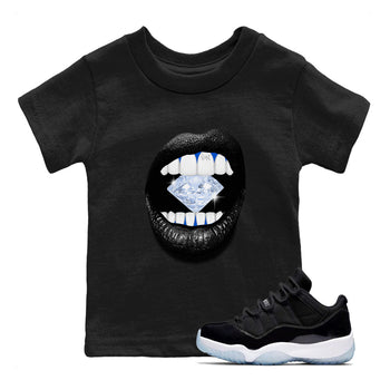 11s Black and Varsity Royal shirt to match jordans Lips Diamond sneaker tees AJ11 Black and Varsity Royal SNRT sneaker release tees baby toddler Black 1 cotton Shirt