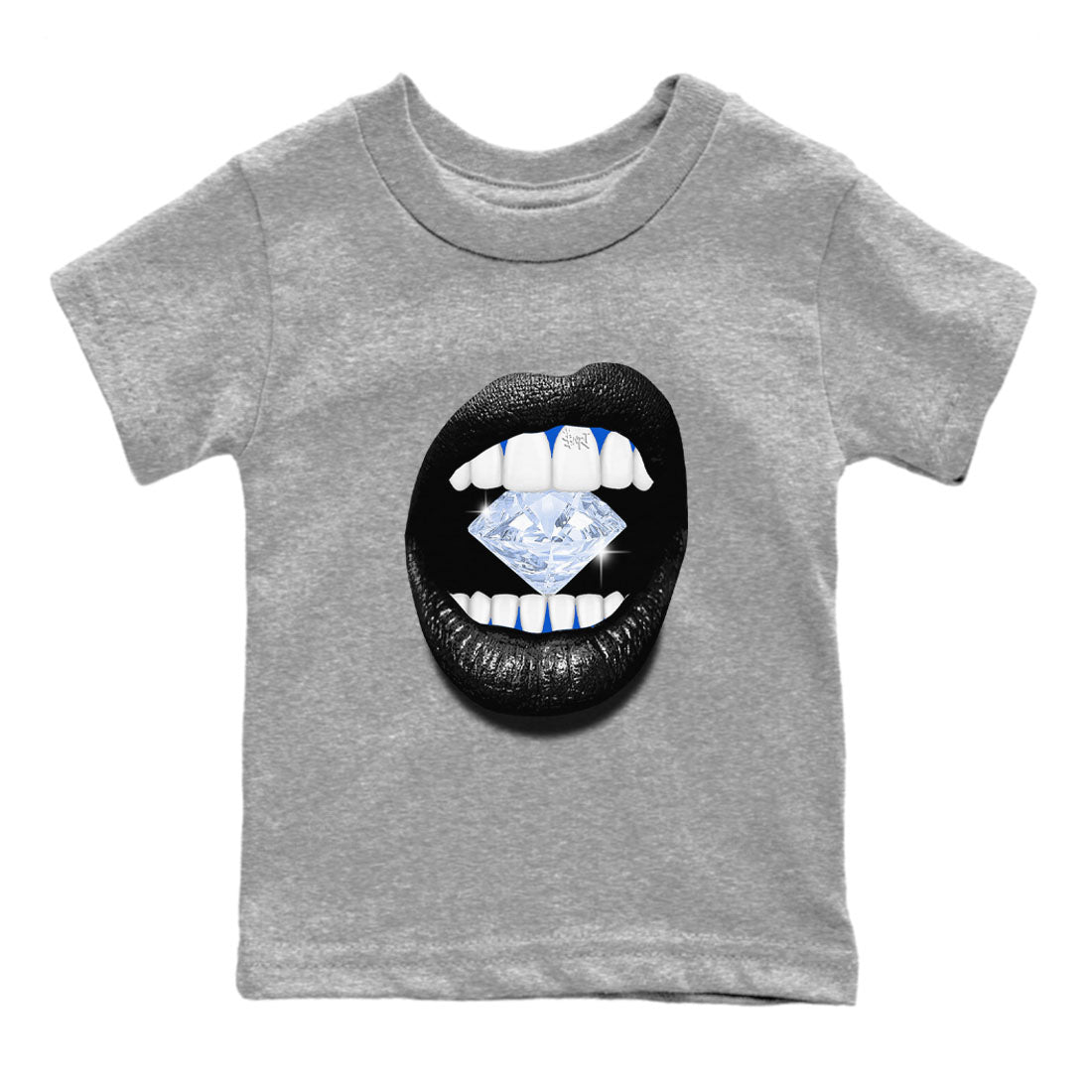 11s Black and Varsity Royal shirt to match jordans Lips Diamond sneaker tees AJ11 Black and Varsity Royal SNRT sneaker release tees baby toddler Heather Grey 2 cotton Shirt