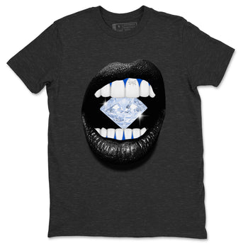 11s Black and Varsity Royal shirt to match jordans Lips Diamond sneaker tees AJ11 Black and Varsity Royal SNRT sneaker Release Tees unisex cotton Charcoal Heather 2 crew neck shirt
