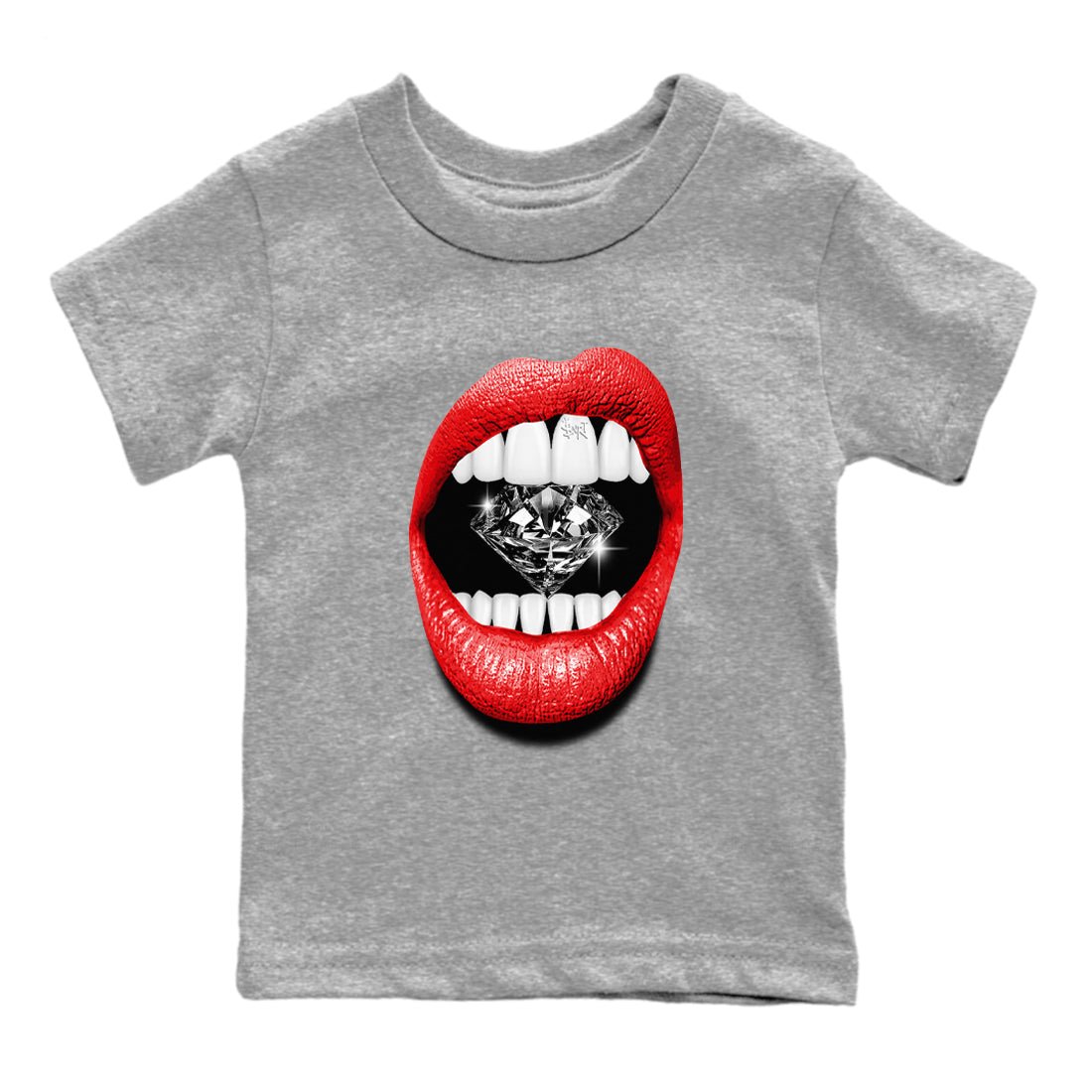 11s Bred Velvet shirts to match jordans Lips Diamond sneaker match tees Air Jordan 11 Bred Velvet match shoes to clothes SNRT Sneaker Tees Youth Baby Heather Grey 2 tee