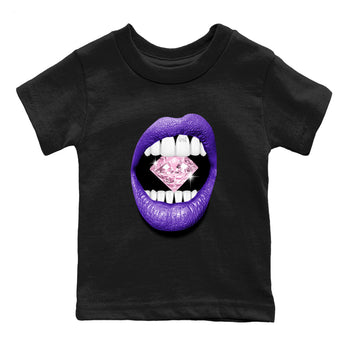 Sneaker match tees – Sneaker Tees To Match Air Jordan 11 Canyon Purple Shoes – Lips Diamond Kids T-Shirt Black 2