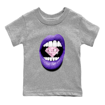 Sneaker match tees – Sneaker Tees To Match Air Jordan 11 Canyon Purple Shoes – Lips Diamond Kids T-Shirt Heather Grey 2
