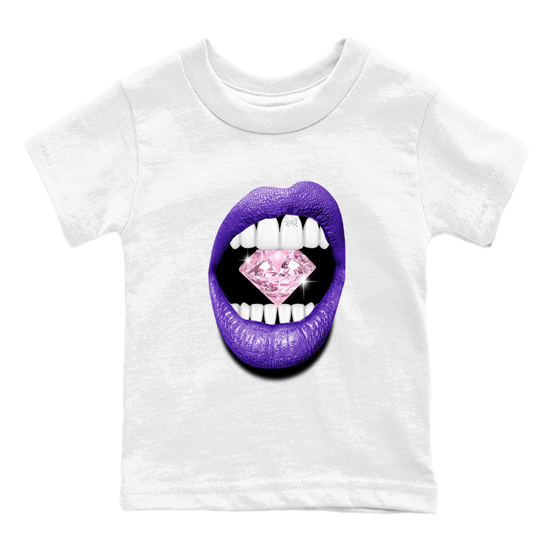 Sneaker match tees – Sneaker Tees To Match Air Jordan 11 Canyon Purple Shoes – Lips Diamond Kids T-Shirt White 2