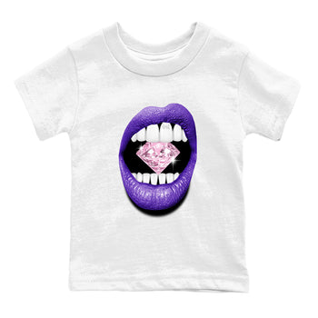 Sneaker match tees – Sneaker Tees To Match Air Jordan 11 Canyon Purple Shoes – Lips Diamond Kids T-Shirt White 2